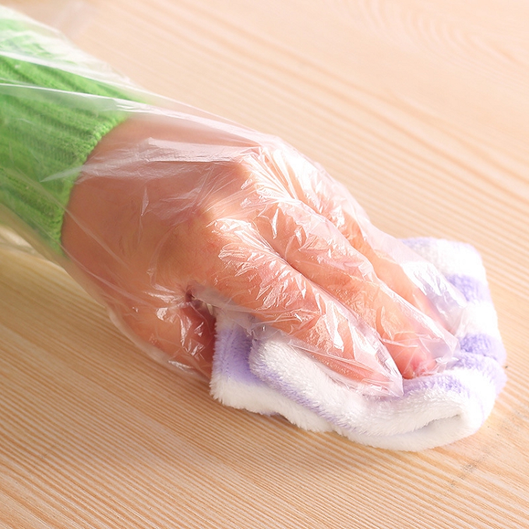 Disposable gloves for household use 100 sets food grade PE film five-finger hygienic gloves kitchen gloves